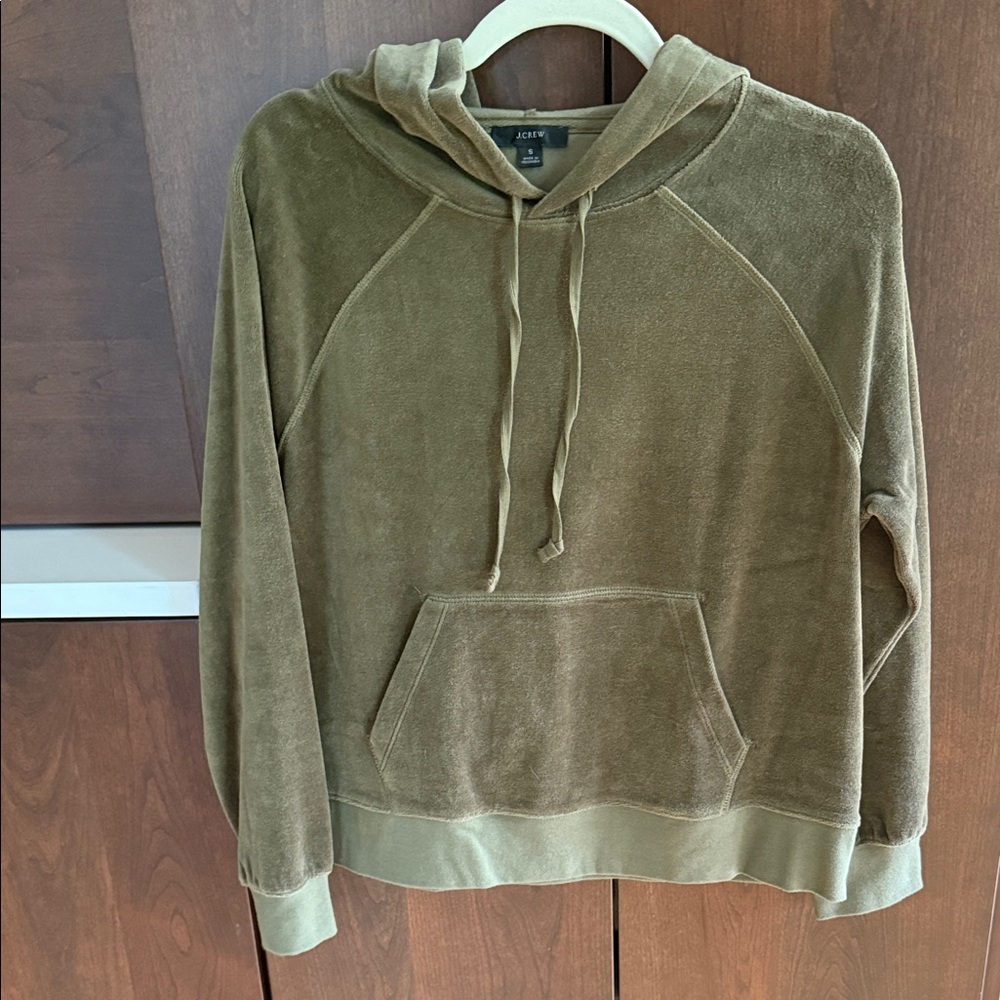 J. Crew Olive Green Velour Hoodie